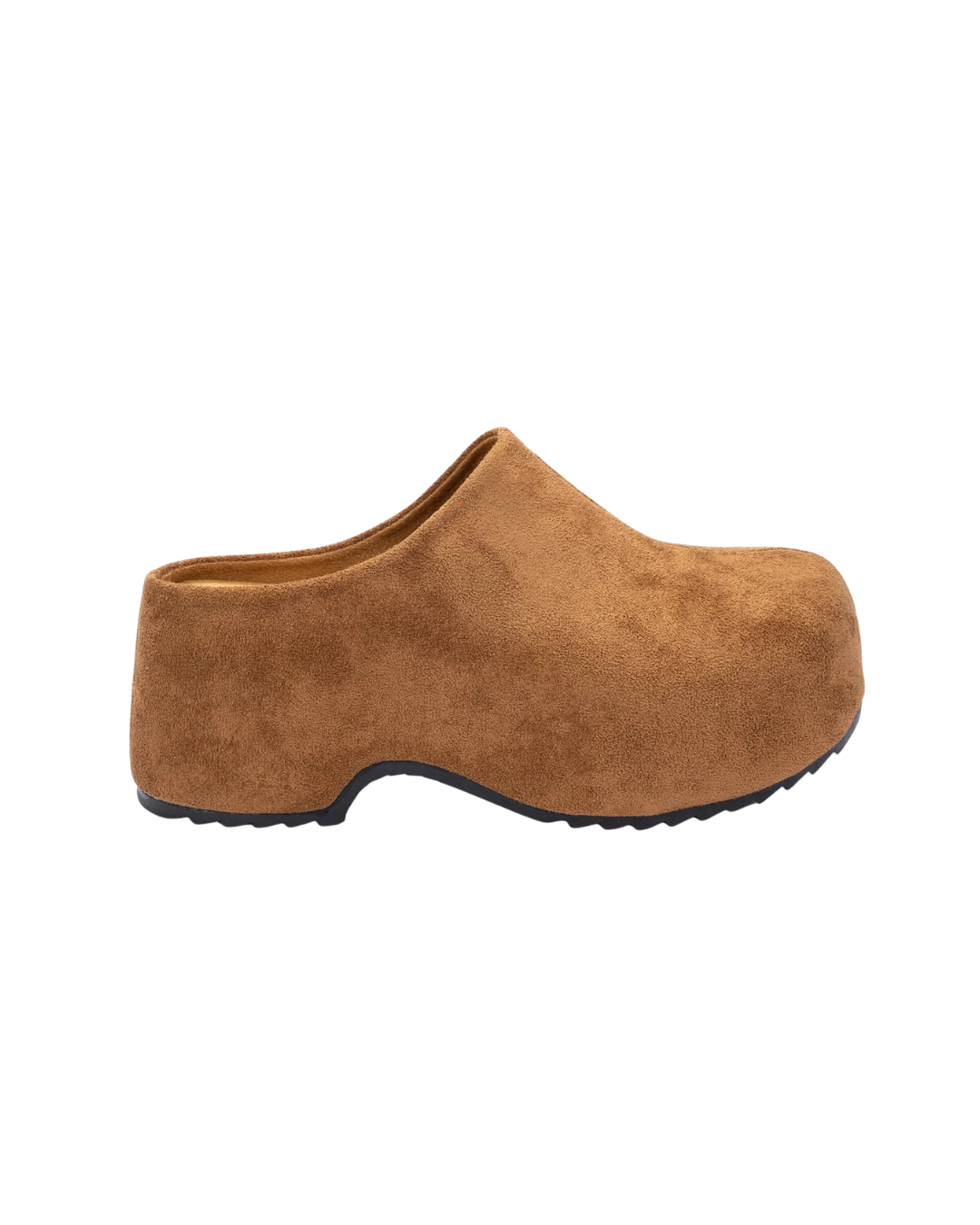 Camel Suede Buckle Clogs