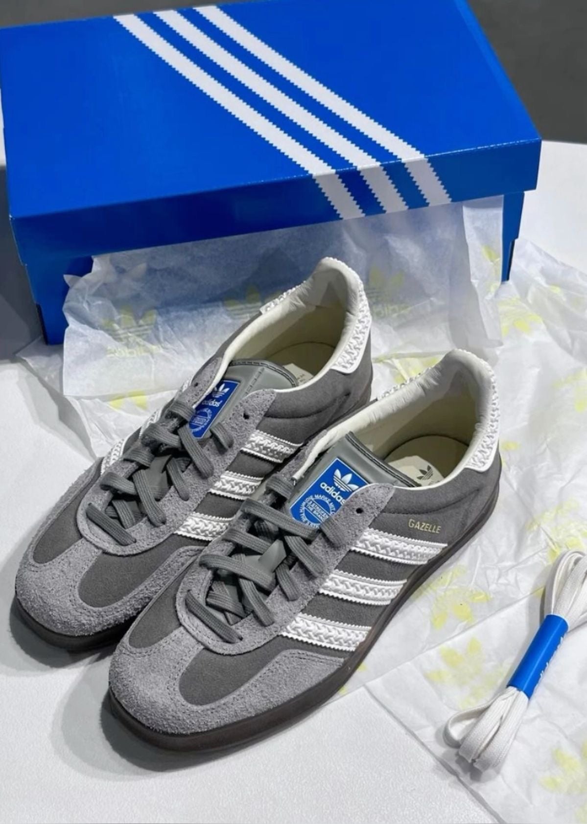 Adidas Gazelle Suede Classic Sneakers (Grey White)